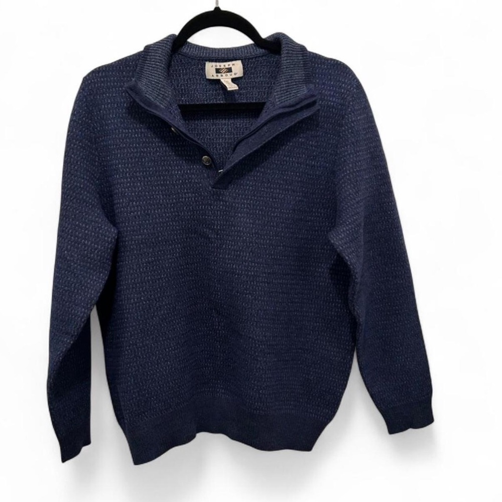 Joseph Abboud Navy Merino Wool Blend Quarter Zip Sweater Sz S Tagged XXL Preppy